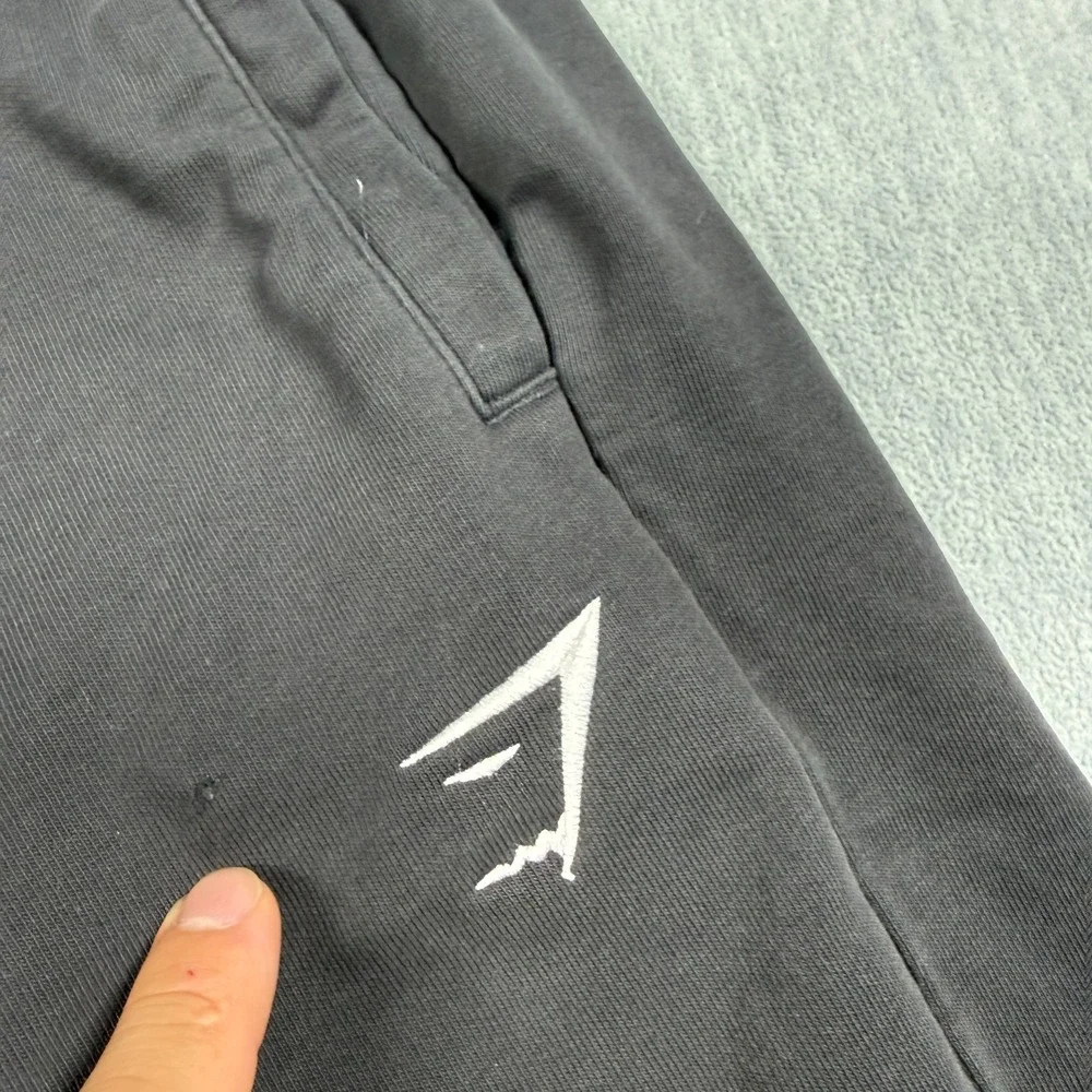 Gymshark Sweatpants Mens M Black Heavyweight Cotton Blend Elastic Cuff Jogge